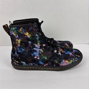 DR. MARTENS Sheridan Women Sz 9 Confetti Suede Casual Boot Indie Art Combat Moto